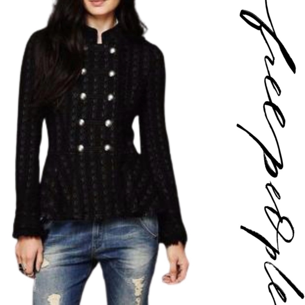 Free People Cableknit Peplum Jacket